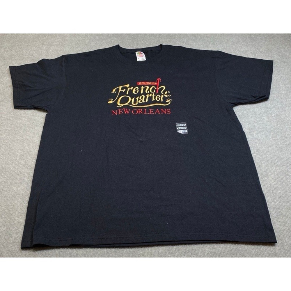 NWT Bourbon French Quarter New Orleans T Shirt Embroidered Mens XL Black